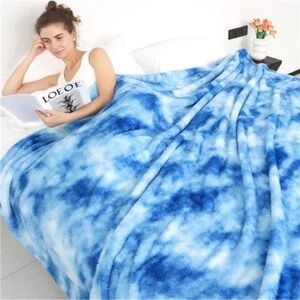 Blue Throw Blanket Soft Plush Fleece Cozy Couch Sofa Bed Warm Decorative Gift